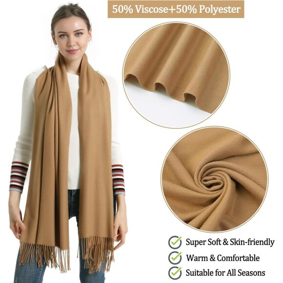 Pashmina Scarf and Shawl - Soft Women Pashminas Wrap for Wedding Evening Party d - Picture 2 of 5